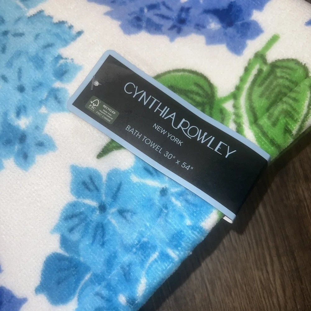 NEW Cynthia Rowley Floral 100% Cotton 1-Bath & 2-Hand Towels Blue/Green